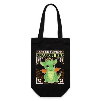 Baby-Girl, Baby-Boy, kleiner Dinosaurier, Spruch - Geschenkbeutel für Flaschen - Schwarz - Vorne