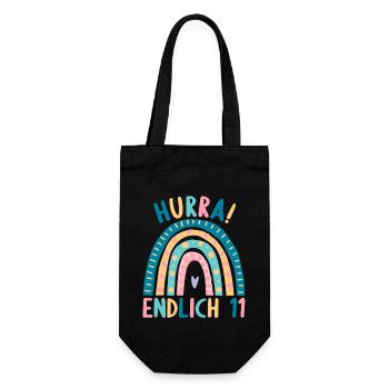 11 Jahre alt Rainbow Regenbogen 11. Geburtstag - Geschenkbeutel für Flaschen - Schwarz - Vorne