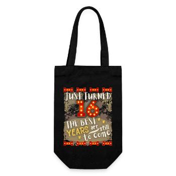 16. Geburtstag 16 Jahre alt Vintage-Design, Spruch - Geschenkbeutel für Flaschen - Schwarz - Vorne