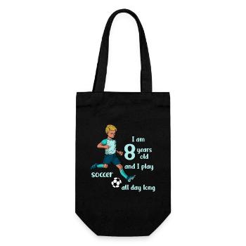 Boy shoots football - I'm 8 years old - Gift Bag for Bottles - black - Front