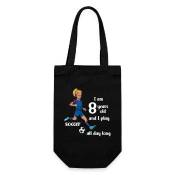 Girl shoots football - I'm 8 years old - Gift Bag for Bottles - black - Front