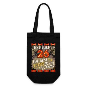 26. Geburtstag 26 Jahre alt Vintage-Design, Spruch - Geschenkbeutel für Flaschen - Schwarz - Vorne