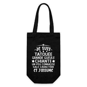 Je suis tatouée grande gueule chiante cadeau - Sac à bouteille - noir - Devant