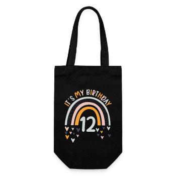 12 years old Rainbow Rainbow 12th birthday - Gift Bag for Bottles - black - Front