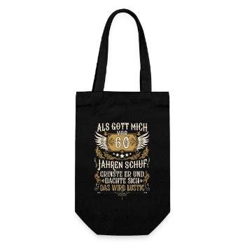 Als Gott mich vor 60 Jahren schuf 60. Geburtstag - Geschenkbeutel für Flaschen - Schwarz - Vorne
