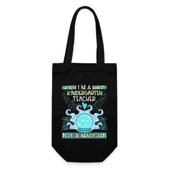 Kindergarten teacher, kindergarten teacher funny saying - Gift Bag for Bottles - black - Front