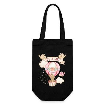 Baby-Girl, Teddybär-Baby, Cute-Design It's a girl - Geschenkbeutel für Flaschen - Schwarz - Vorne