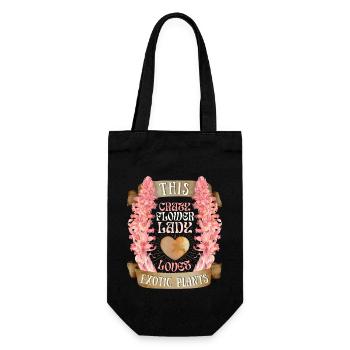 Crazy-Flower-Lady, lustiger Spruch Blumen-Power - Geschenkbeutel für Flaschen - Schwarz - Vorne