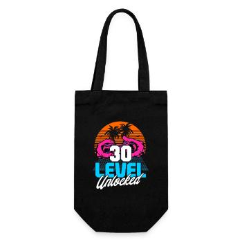 Level 30 Unlocked 30th Birthday Gamer 80s retro - Gift Bag for Bottles - black - Front