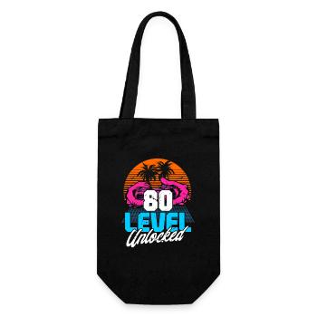 Level 80 Unlocked 80th Birthday Gamer 80s retro - Gift Bag for Bottles - black - Front