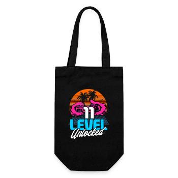 Level 11 Unlocked 11th Birthday Gamer 80s retro - Gift Bag for Bottles - black - Front