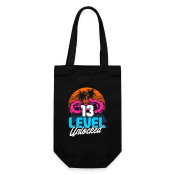 Level 13 Unlocked 13. Geburtstag Gamer 80er retro - Geschenkbeutel für Flaschen - Schwarz - Vorne