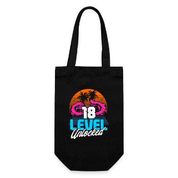 Level 18 Unlocked 18th Birthday Gamer 80s retro - Gift Bag for Bottles - black - Front