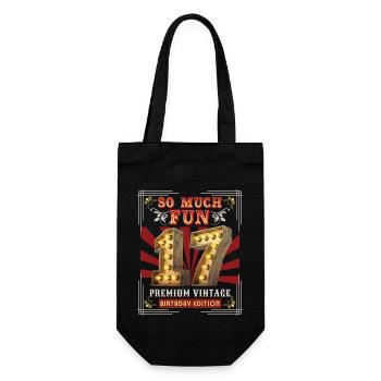 17. Geburtstag 17 Jahre Vintage-Retro Fun-Birthday - Geschenkbeutel für Flaschen - Schwarz - Vorne