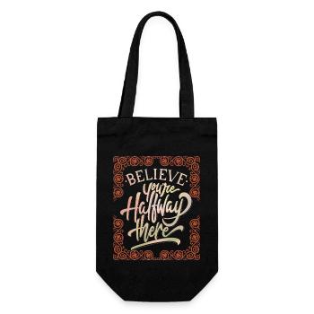 Optimistic motivational saying, typography - Gift Bag for Bottles - black - Front
