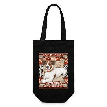Jack-Russell-Terrier, Hund, Liebe-Love - Geschenkbeutel für Flaschen - Schwarz - Vorne