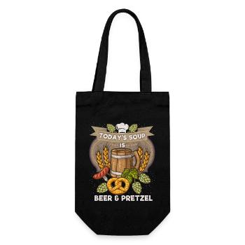 Bier und Brezel, lustiger Spruch - Geschenkbeutel für Flaschen - Schwarz - Vorne