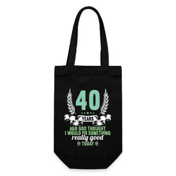 40 years ago God thought good 40 birthday - Gift Bag for Bottles - black - Front
