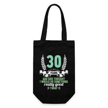 30 years ago God thought good 30 birthday - Gift Bag for Bottles - black - Front