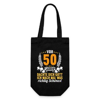Vor 50 Jahren dachte Gott Schönes 50 Geburtstag - Geschenkbeutel für Flaschen - Schwarz - Vorne