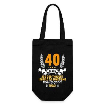 40 years ago God thought good 40 birthday - Gift Bag for Bottles - black - Front