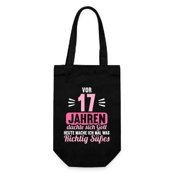Vor 17 Jahren dachte Gott mach Gutes 17 Geburtstag - Geschenkbeutel für Flaschen - Schwarz - Vorne