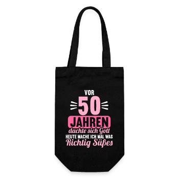 Vor 50 Jahren dachte Gott mach Gutes 50 Geburtstag - Geschenkbeutel für Flaschen - Schwarz - Vorne