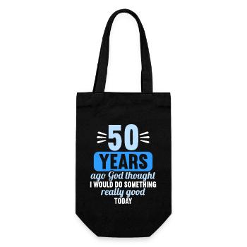 50 years ago God thought good 50 birthday - Gift Bag for Bottles - black - Front
