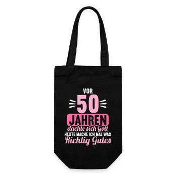 Vor 50 Jahren dachte Gott mach Gutes 50 Geburtstag - Geschenkbeutel für Flaschen - Schwarz - Vorne