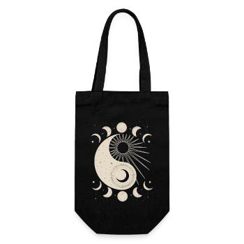 Yin und Yang kosmisch Yin-Yang-Mond-Sonne - Geschenkbeutel für Flaschen - Schwarz - Vorne