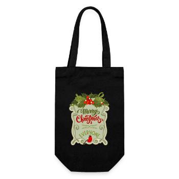 Merry Christmas everyone, Frohe Weihnachten Spruch - Geschenkbeutel für Flaschen - Schwarz - Vorne