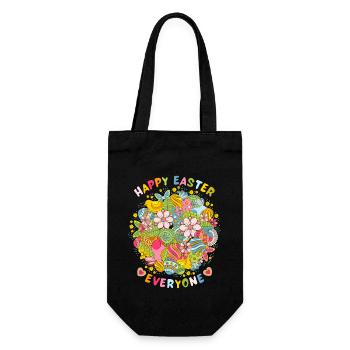 Happy Easter everyone, Frohe Ostern Vintage-Retro - Geschenkbeutel für Flaschen - Schwarz - Vorne