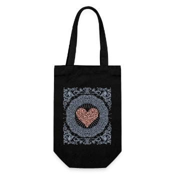 Herz-Ornament, romantisches Valentinstag-Motiv - Geschenkbeutel für Flaschen - Schwarz - Vorne