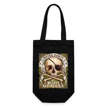 Totenkopf Schädel Motorrad-Pirat, Biker-Design - Geschenkbeutel für Flaschen - Schwarz - Vorne