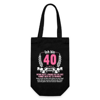 40 Jahre idee mich alt zu nennen 40 Geburtstag - Geschenkbeutel für Flaschen - Schwarz - Vorne
