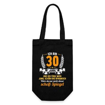 30 Jahre Jung Schön Dynamisch 30 Geburtstag - Geschenkbeutel für Flaschen - Schwarz - Vorne
