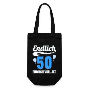Endlich 50 Jahre endlich voll alt 50 Geburtstag - Geschenkbeutel für Flaschen - Schwarz - Vorne