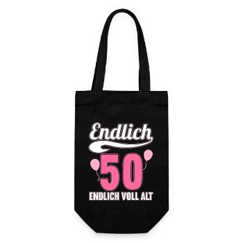 Endlich 50 Jahre endlich voll alt 50 Geburtstag - Geschenkbeutel für Flaschen - Schwarz - Vorne