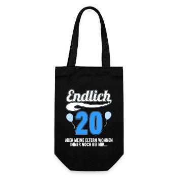 Endlich 20 aber Eltern leben bei mir 20 Geburtstag - Geschenkbeutel für Flaschen - Schwarz - Vorne