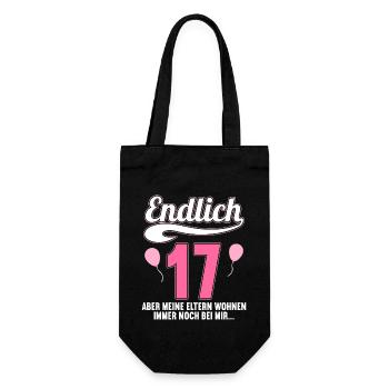Endlich 17 aber Eltern leben bei mir 17 Geburtstag - Geschenkbeutel für Flaschen - Schwarz - Vorne