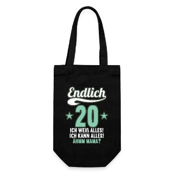 20 Jahre ich weiß kann alles Äh mama 20 Geburtstag - Geschenkbeutel für Flaschen - Schwarz - Vorne