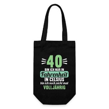 40 bin ich in Fahrenheit in Celsius 40 Geburtstag - Geschenkbeutel für Flaschen - Schwarz - Vorne