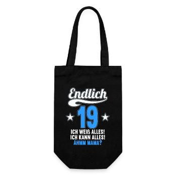 19 Jahre ich weiß kann alles Äh mama 19 Geburtstag - Geschenkbeutel für Flaschen - Schwarz - Vorne