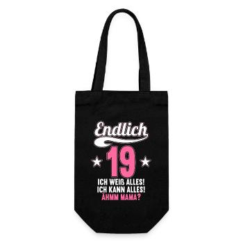 19 Jahre ich weiß kann alles Äh mama 19 Geburtstag - Geschenkbeutel für Flaschen - Schwarz - Vorne