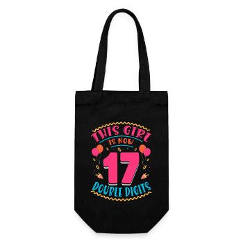 This Girl Is Now 17 | Cupcake Themed - Gift Bag for Bottles - black - Front