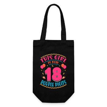 This Girl Is Now 18 | Cupcake Themed - Gift Bag for Bottles - black - Front