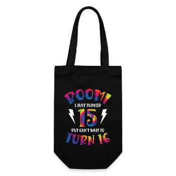 Boom I Just Turned 15 Aber Kann Nicht Warten, Um - Geschenkbeutel für Flaschen - Schwarz - Vorne