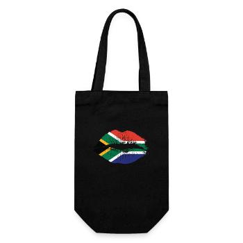 Mund Lippen mit Südafrika Farben Kontinent - Geschenkbeutel für Flaschen - Schwarz - Vorne