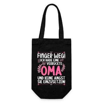 Finger weg! Ich habe eine verrückte Oma - Geschenkbeutel für Flaschen - Schwarz - Vorne