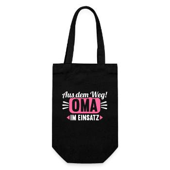 Aus dem Weg Oma im Einsatz Omi Grandma - Geschenkbeutel für Flaschen - Schwarz - Vorne